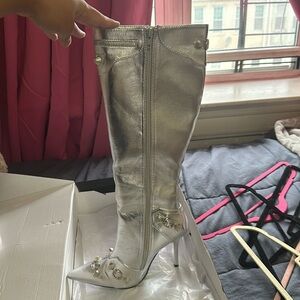 Silver High Top Boots
